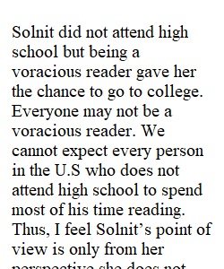 Discussion : Solnit's Abolish High School